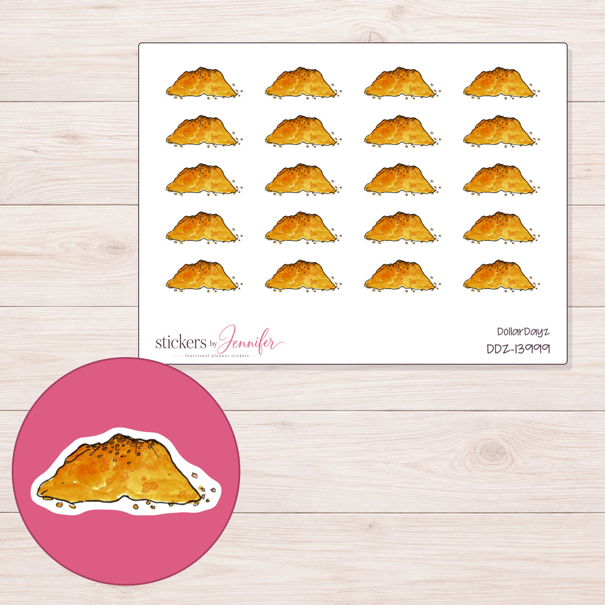 DDZ-13999 planner sticker sheet with enlarged sticker detail