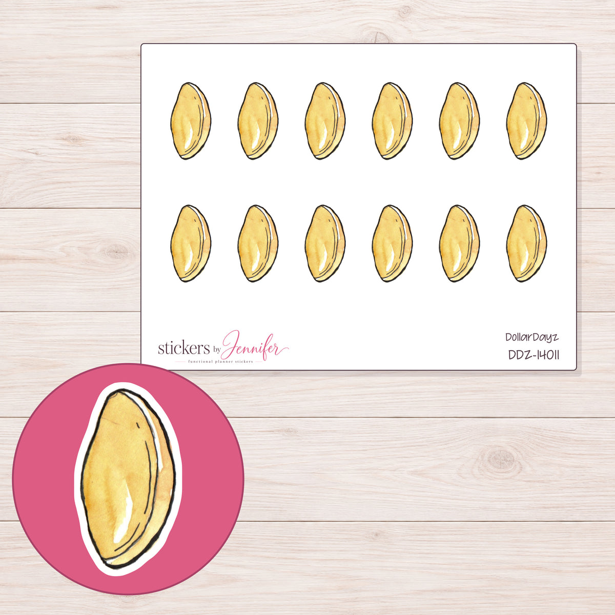 DDZ-14011 planner sticker sheet with enlarged sticker detail