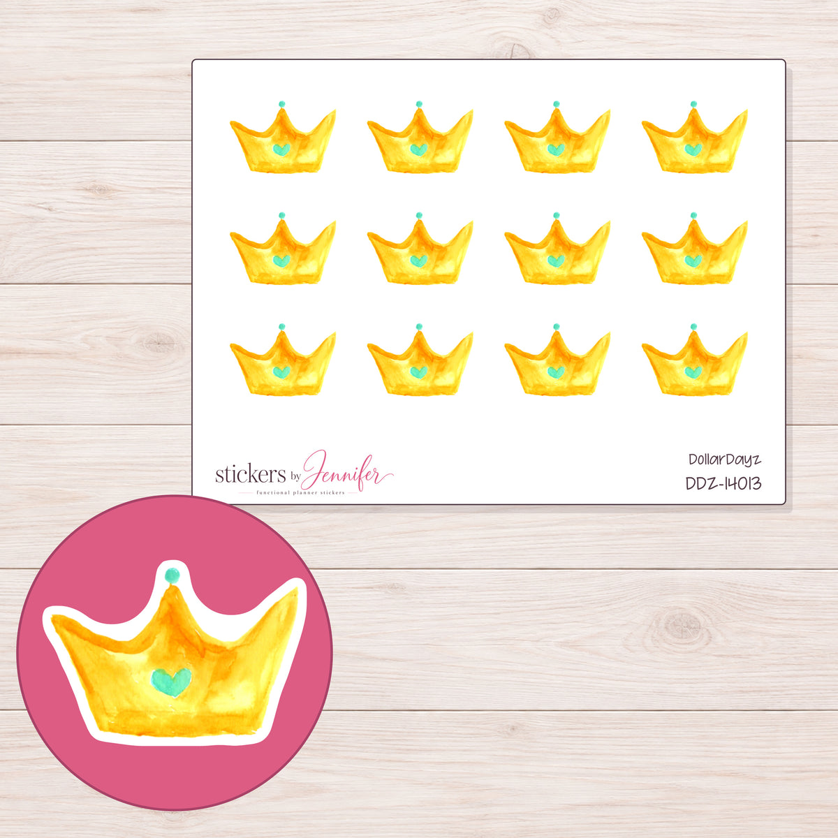 DDZ-14013 planner sticker sheet with enlarged sticker detail