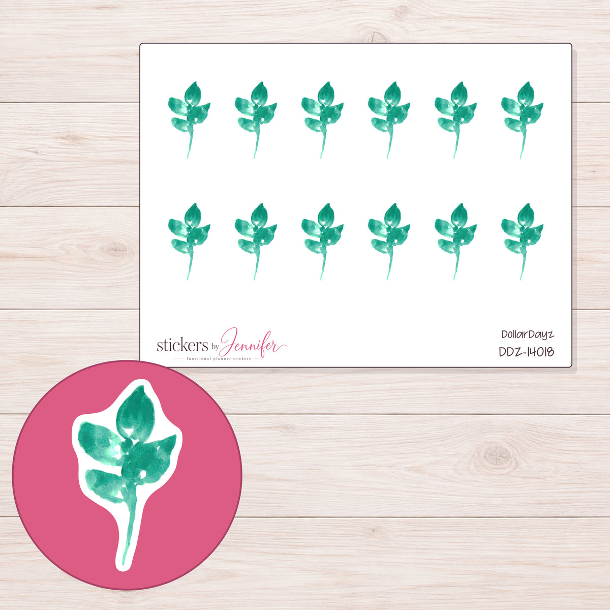 DDZ-14018 planner sticker sheet with enlarged sticker detail