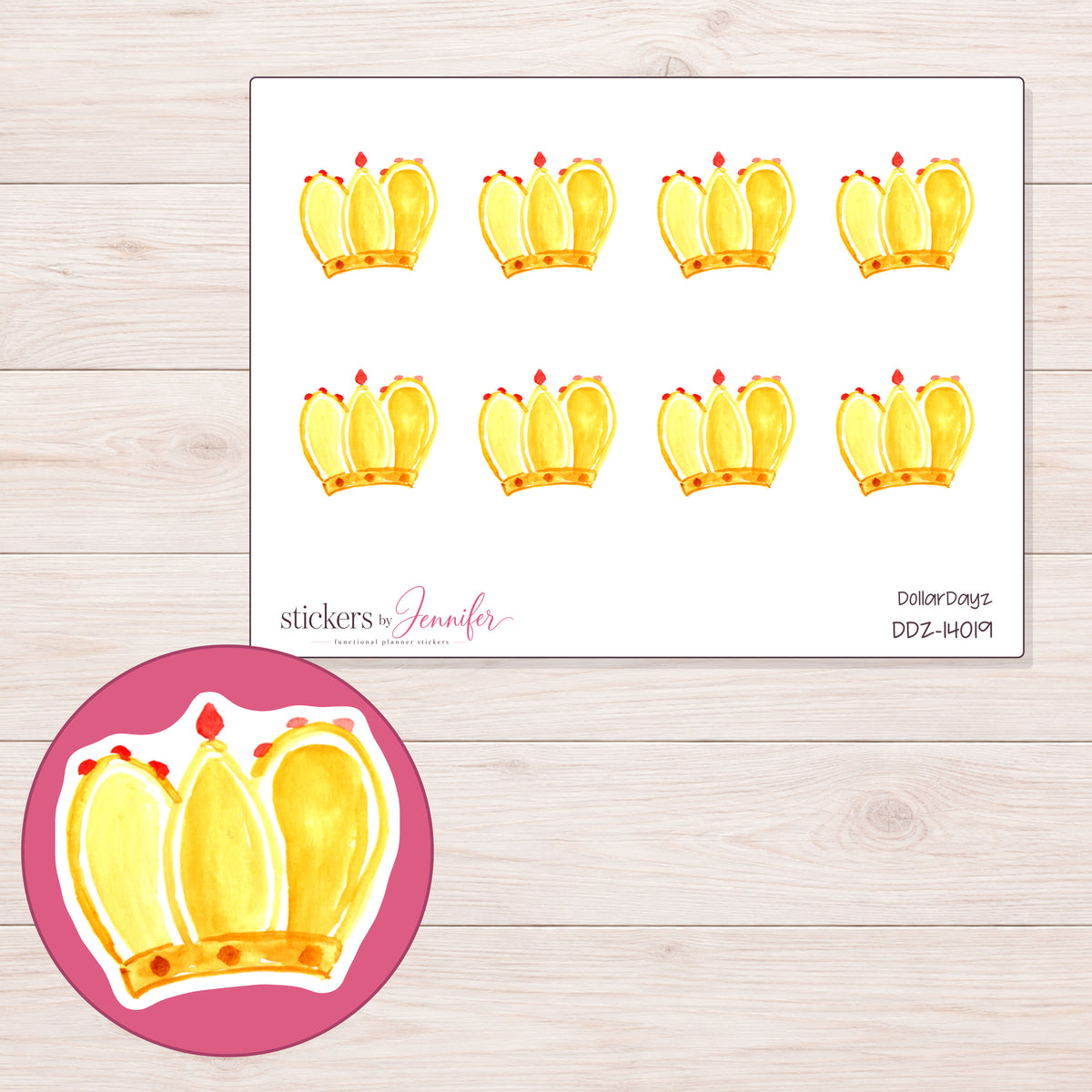 DDZ-14019 planner sticker sheet with enlarged sticker detail