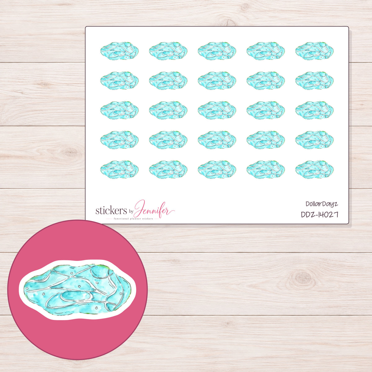 DDZ-14027 planner sticker sheet with enlarged sticker detail