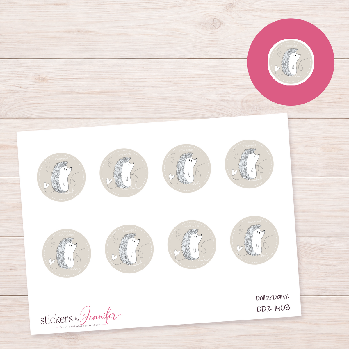 Hedgehog Circle Planner Stickers | DDZ-1403