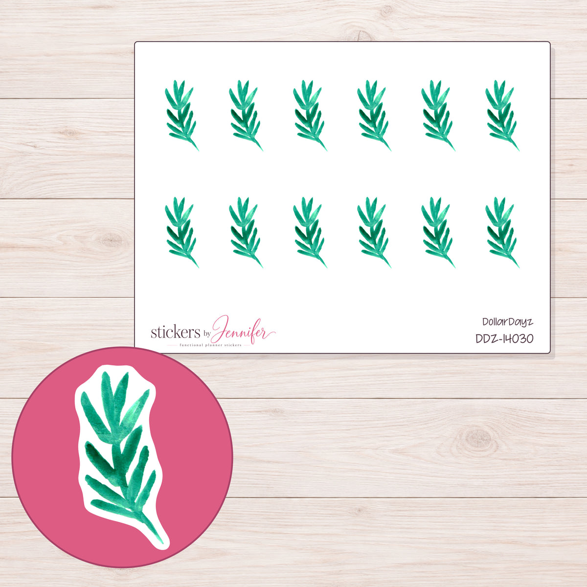 DDZ-14030 planner sticker sheet with enlarged sticker detail