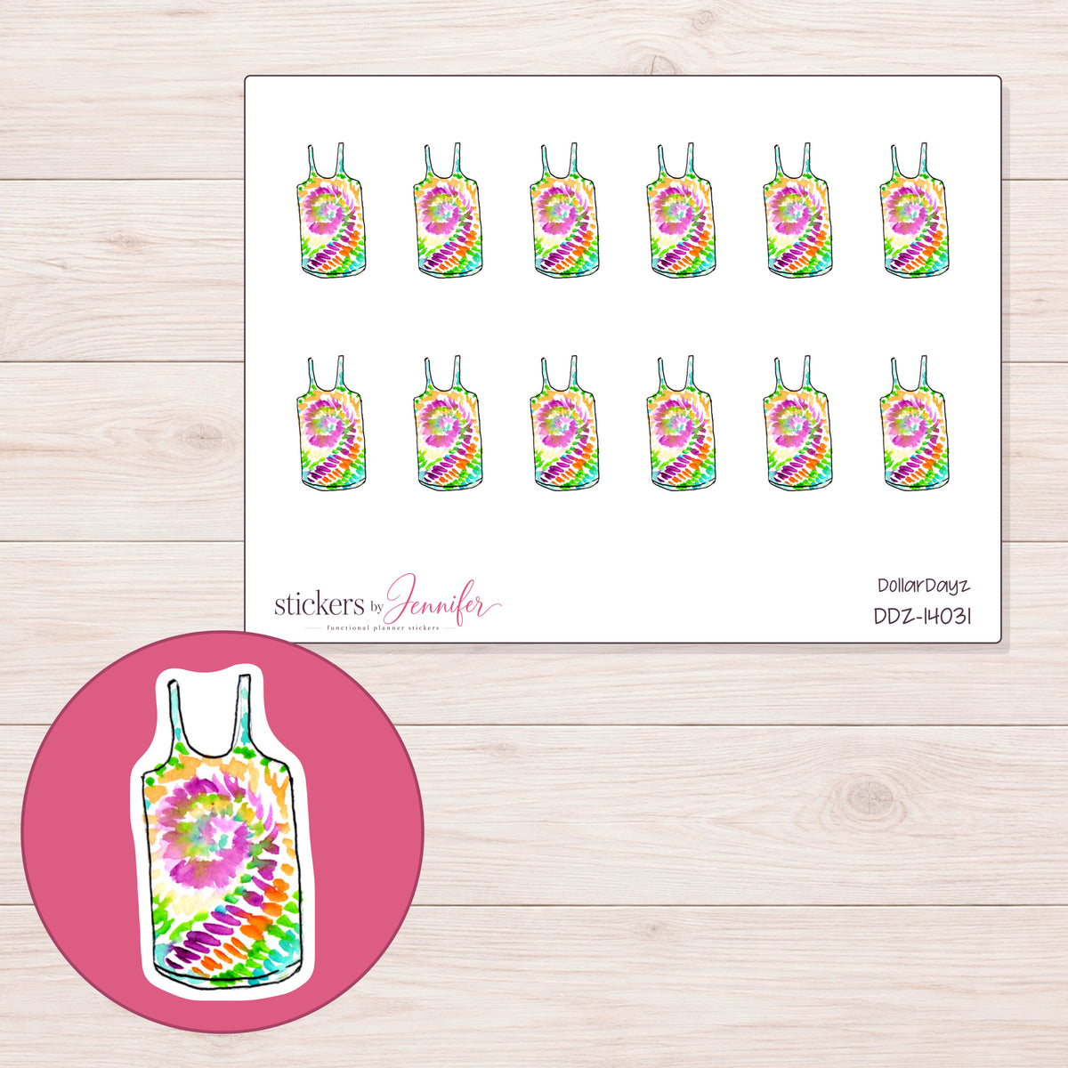 DDZ-14031 planner sticker sheet with enlarged sticker detail