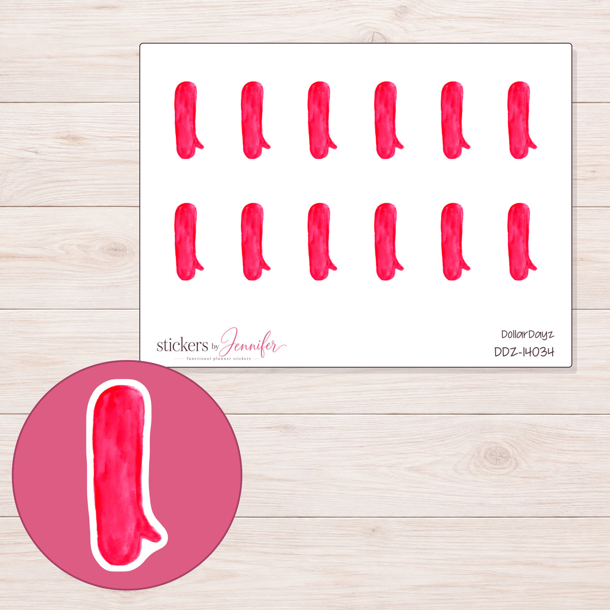 DDZ-14034 planner sticker sheet with enlarged sticker detail