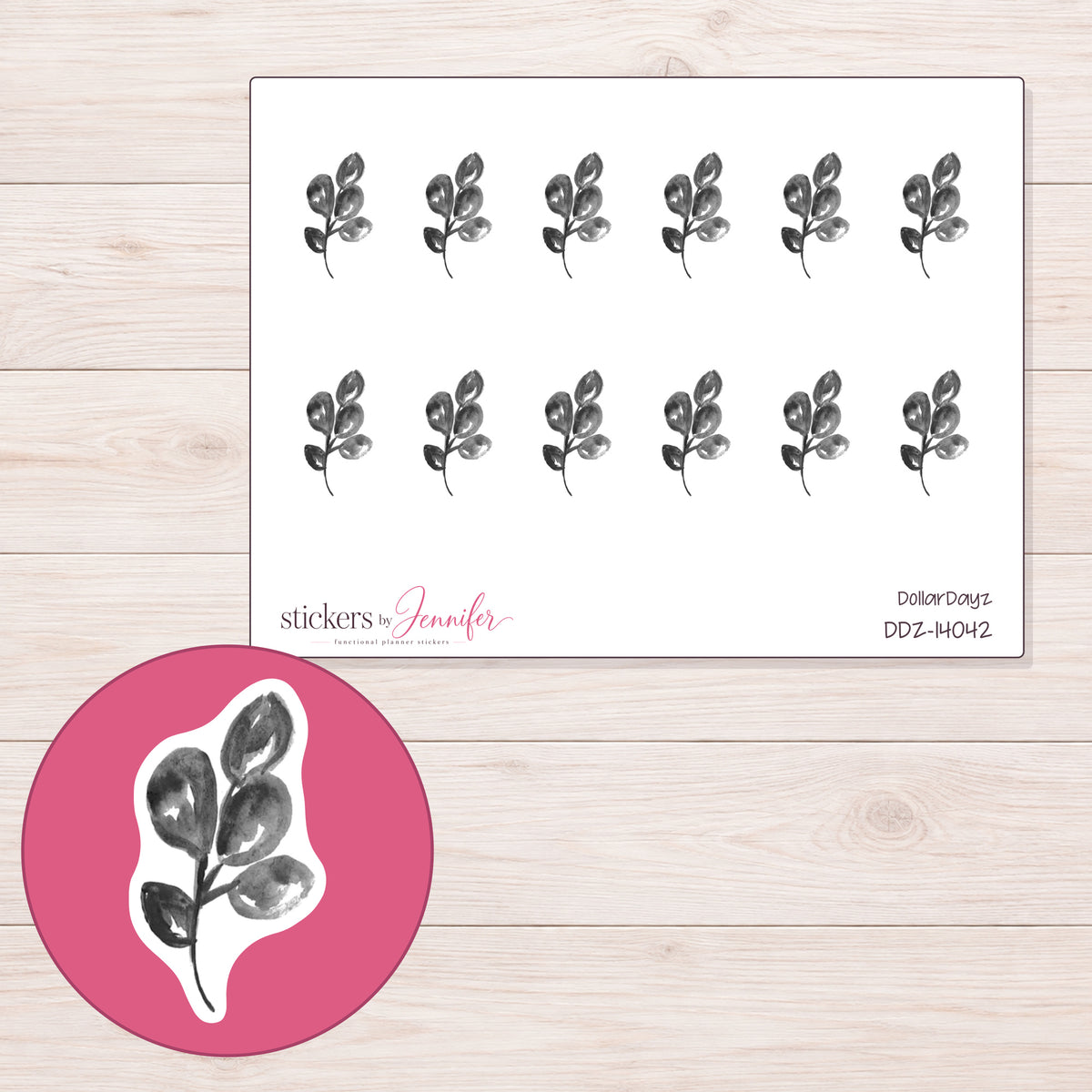 DDZ-14042 planner sticker sheet with enlarged sticker detail