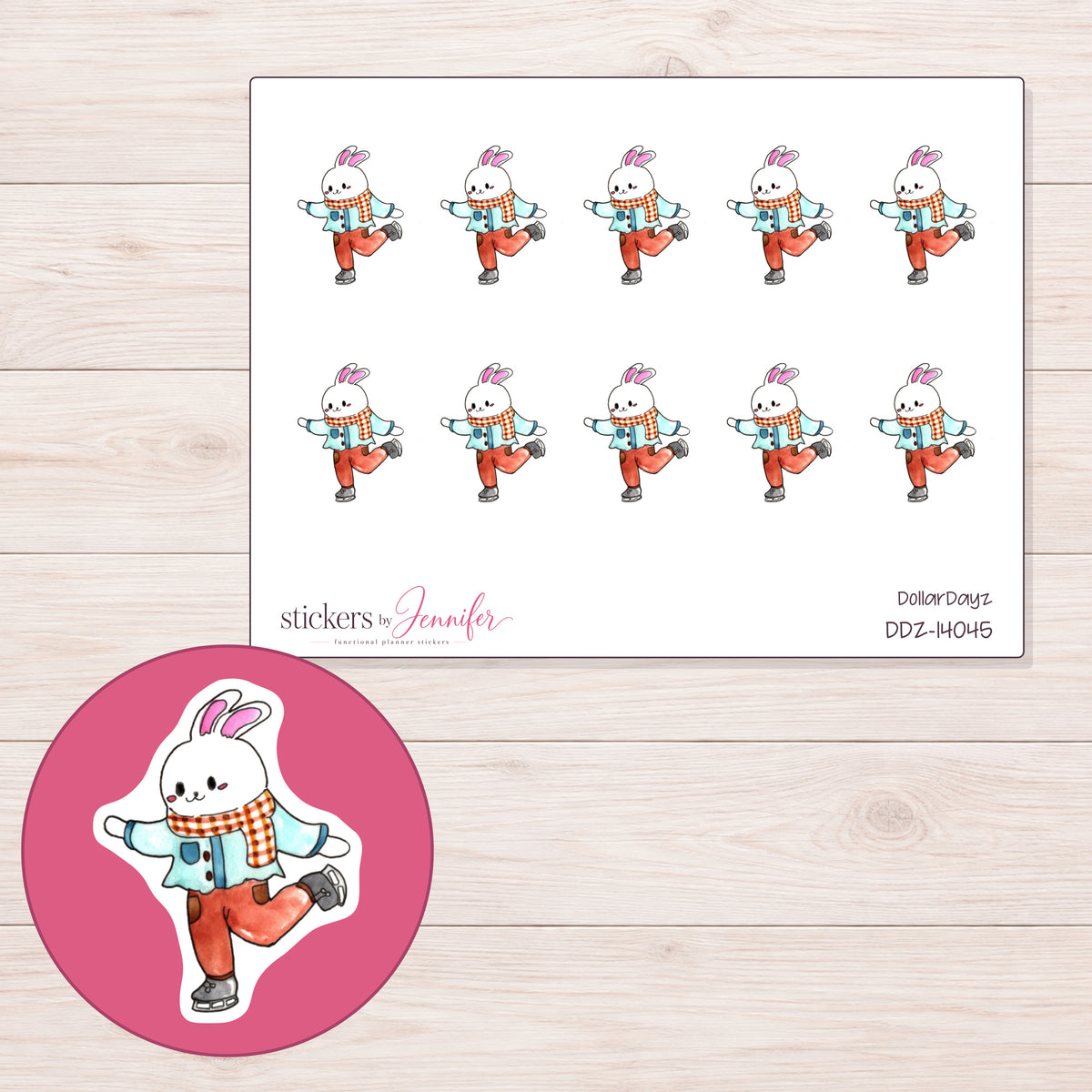 DDZ-14045 planner sticker sheet with enlarged sticker detail
