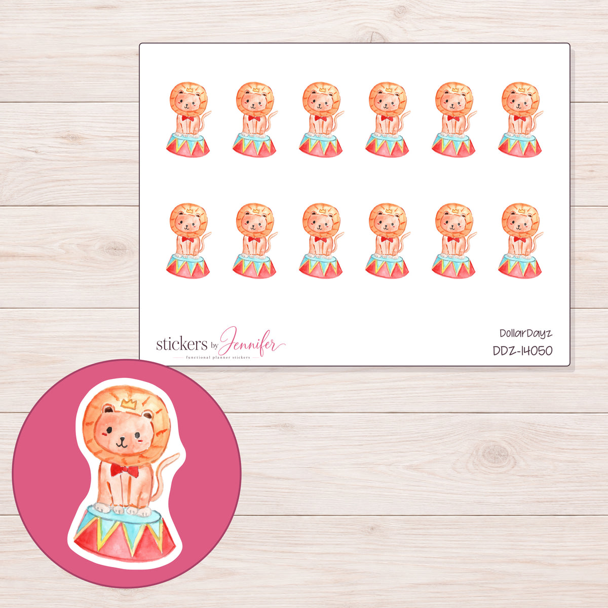 DDZ-14050 planner sticker sheet with enlarged sticker detail