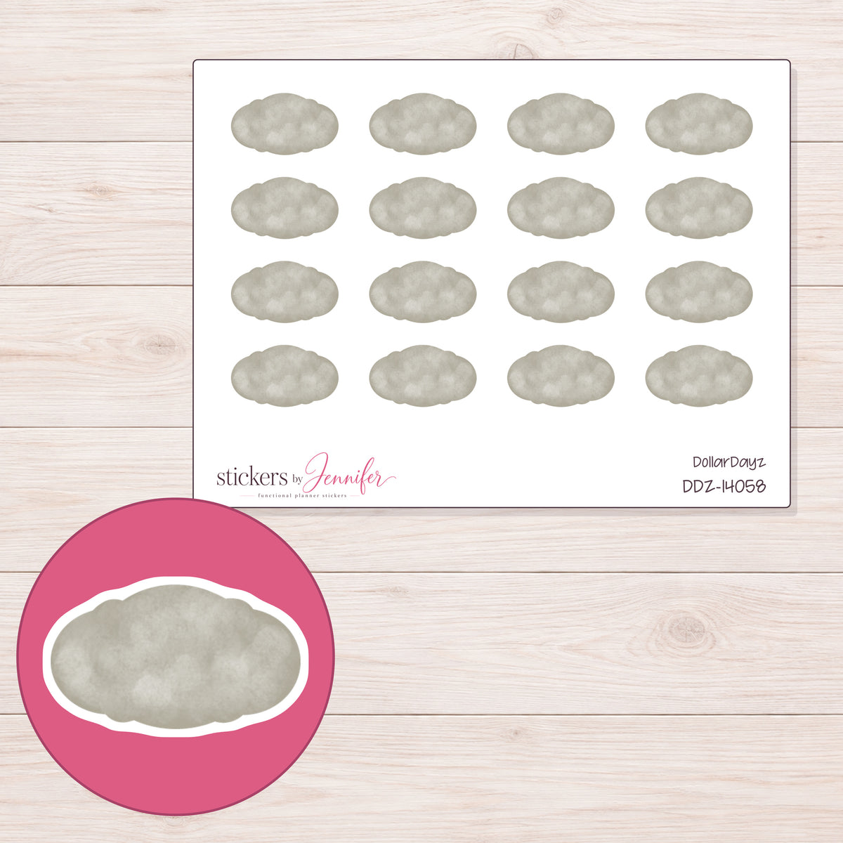 DDZ-14058 planner sticker sheet with enlarged sticker detail