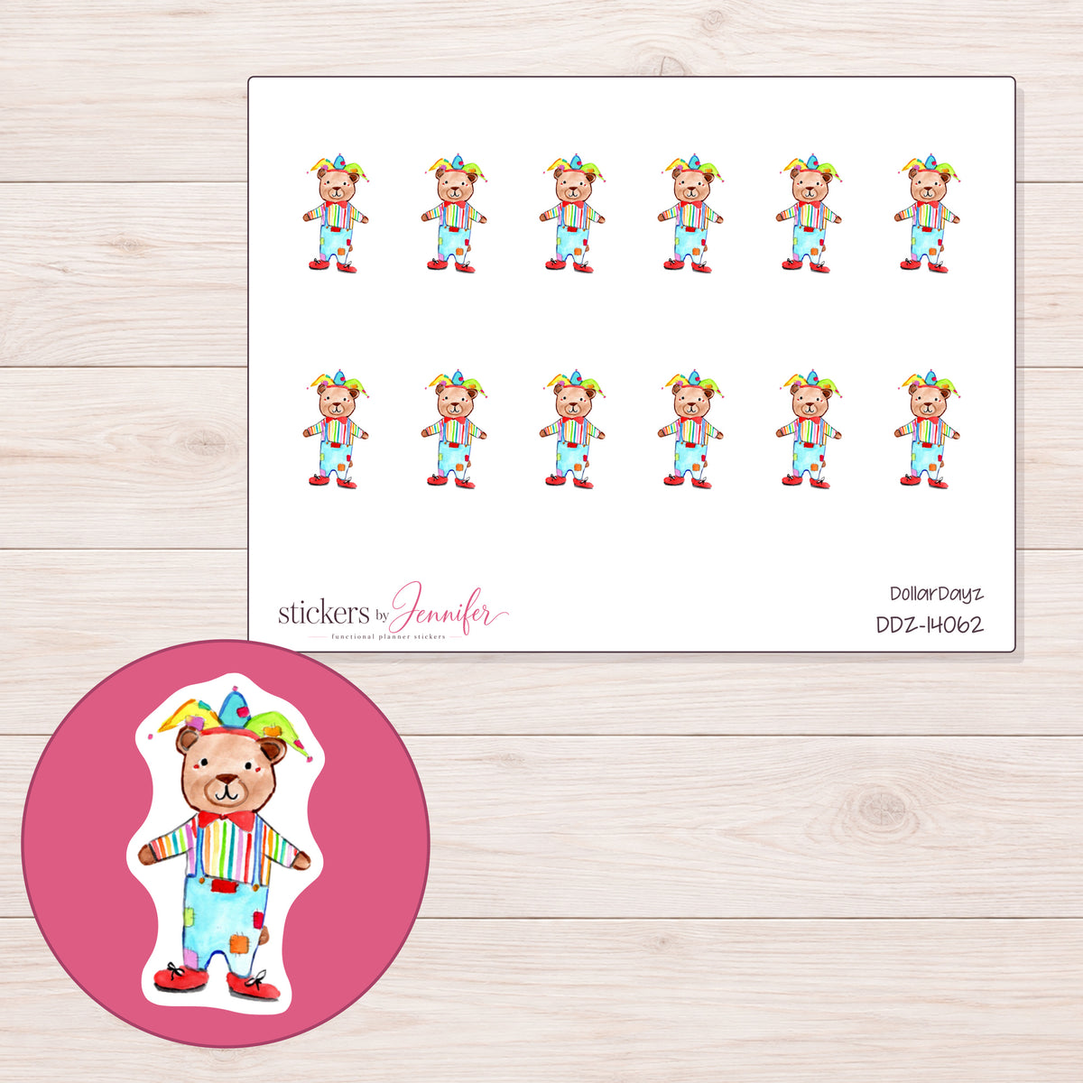 DDZ-14062 planner sticker sheet with enlarged sticker detail