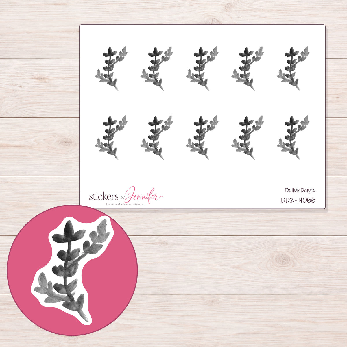 DDZ-14066 planner sticker sheet with enlarged sticker detail