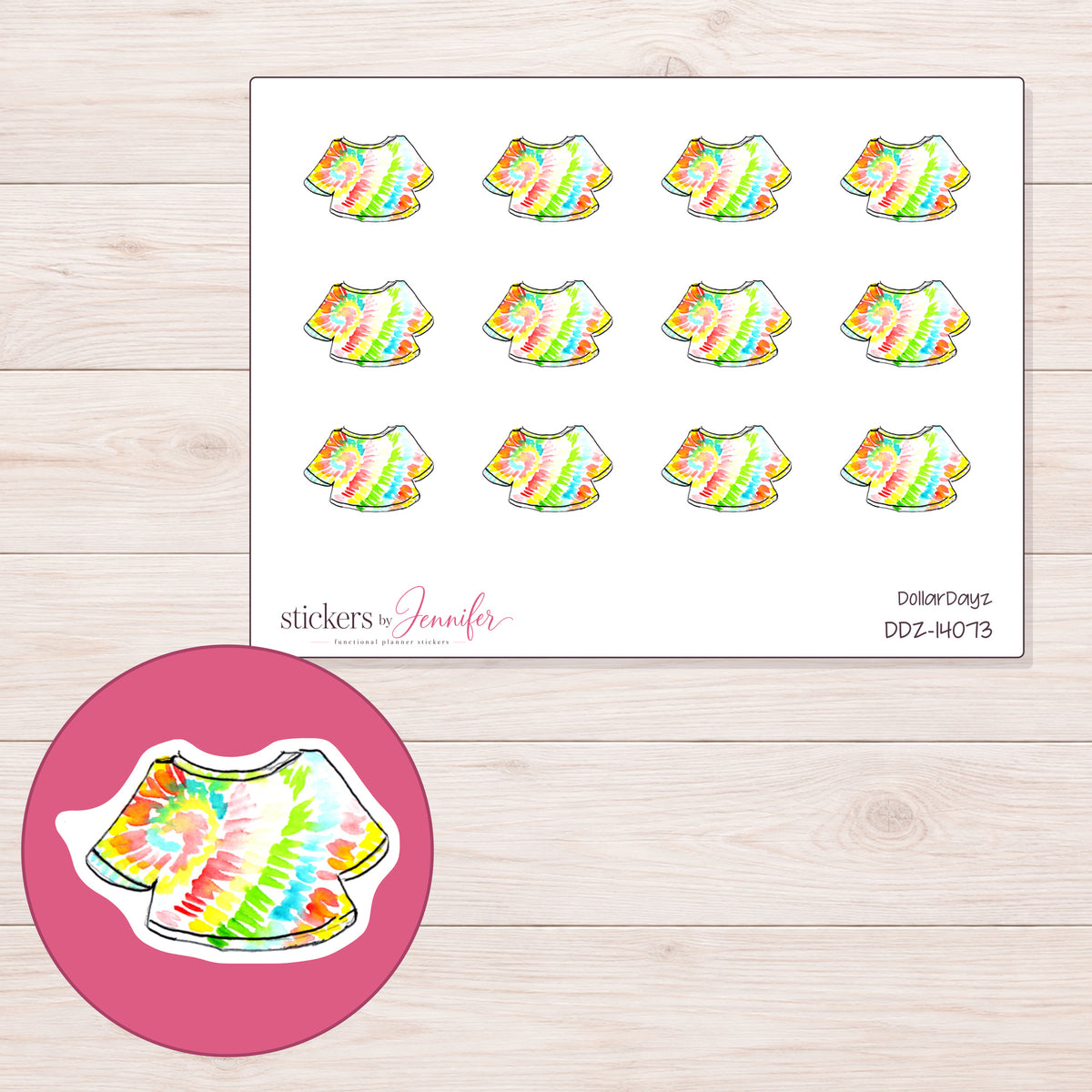 DDZ-14073 planner sticker sheet with enlarged sticker detail