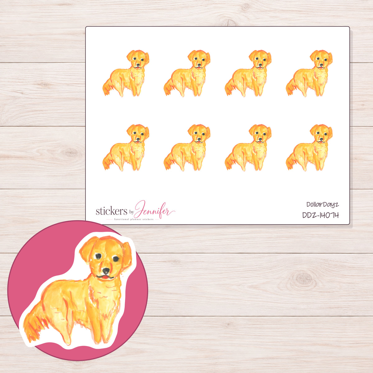 DDZ-14074 planner sticker sheet with enlarged sticker detail