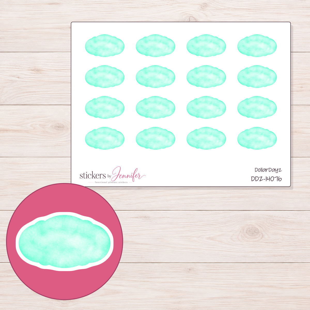 DDZ-14076 planner sticker sheet with enlarged sticker detail