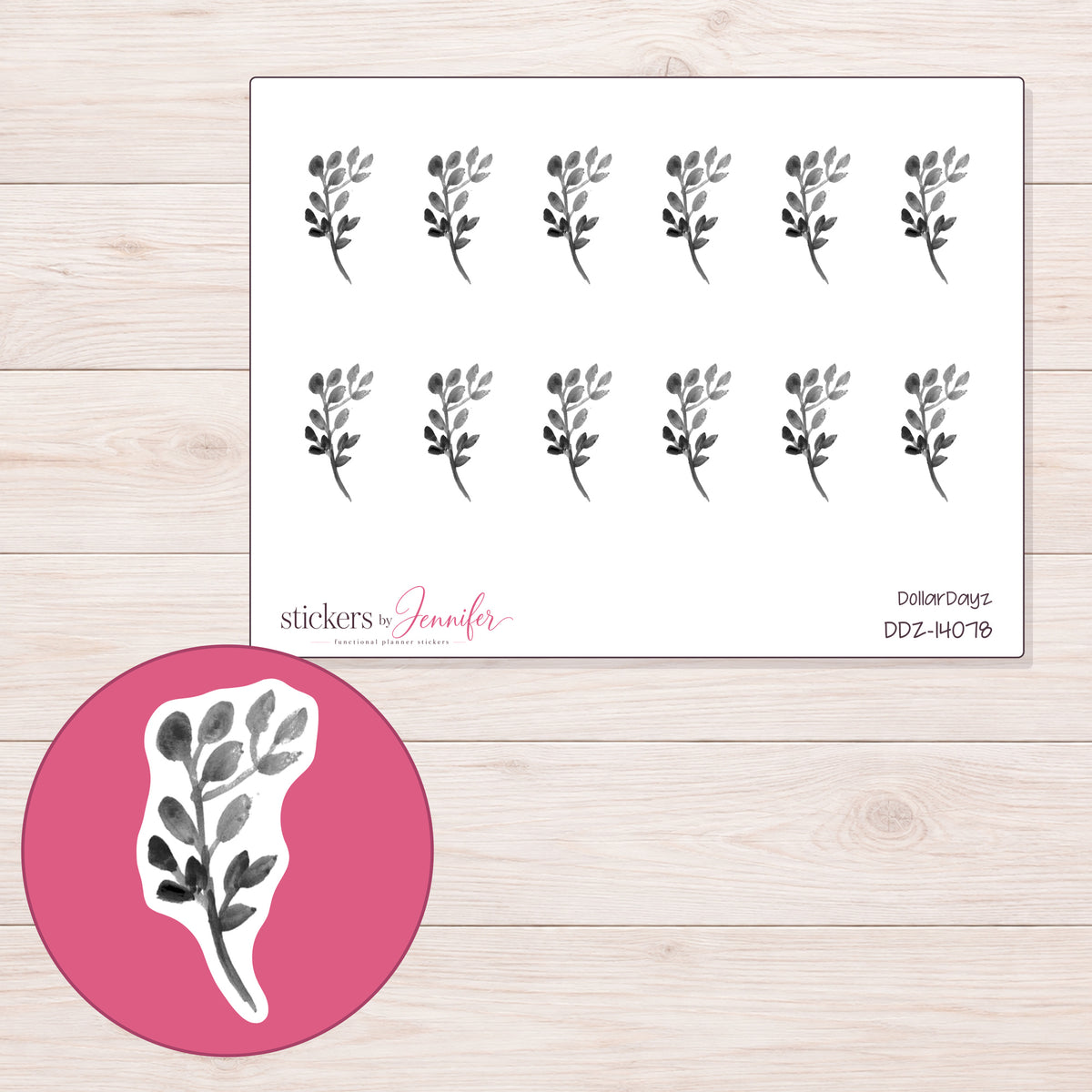 DDZ-14078 planner sticker sheet with enlarged sticker detail