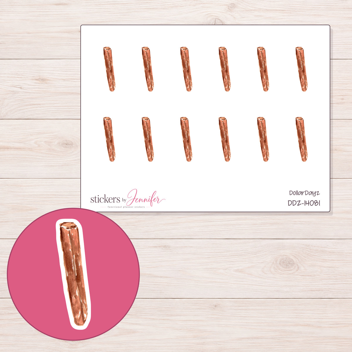 DDZ-14081 planner sticker sheet with enlarged sticker detail