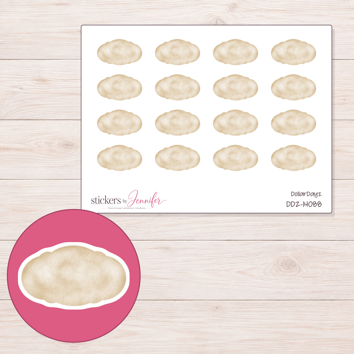 DDZ-14088 planner sticker sheet with enlarged sticker detail