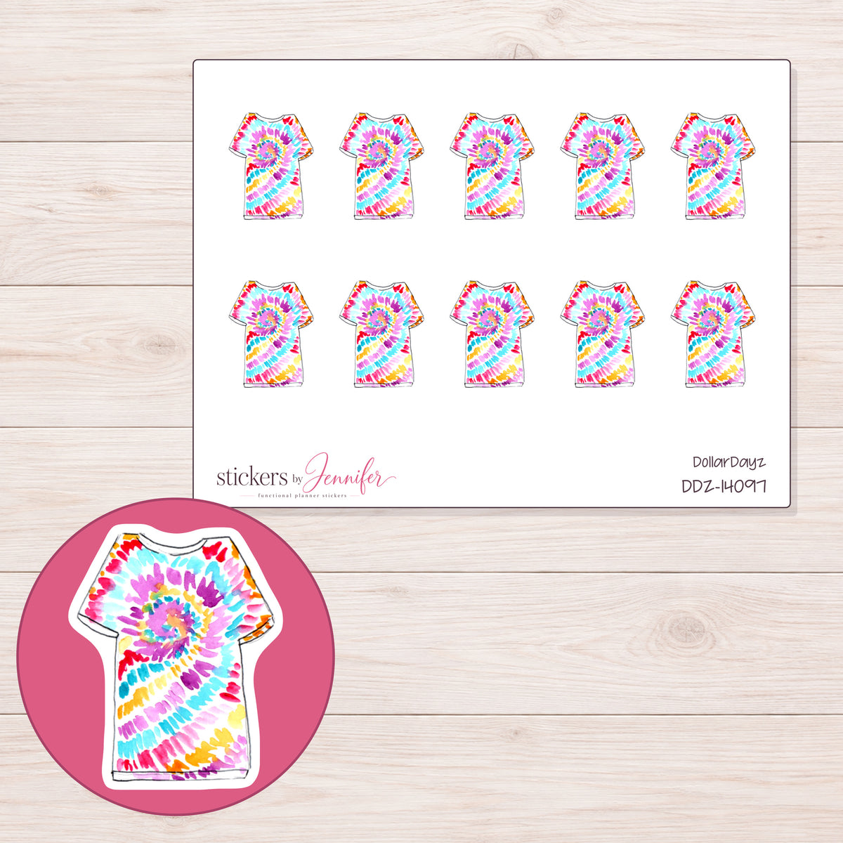 DDZ-14097 planner sticker sheet with enlarged sticker detail