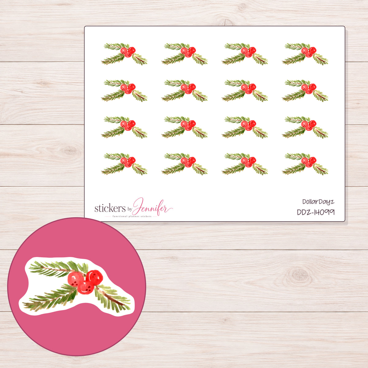 DDZ-14099 planner sticker sheet with enlarged sticker detail