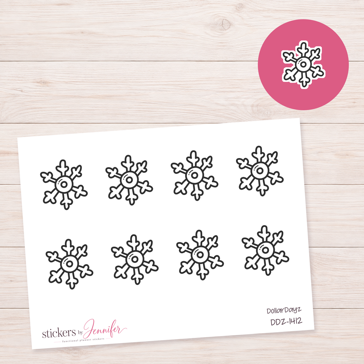 Snowflake Outline Planner Stickers | DDZ-1412
