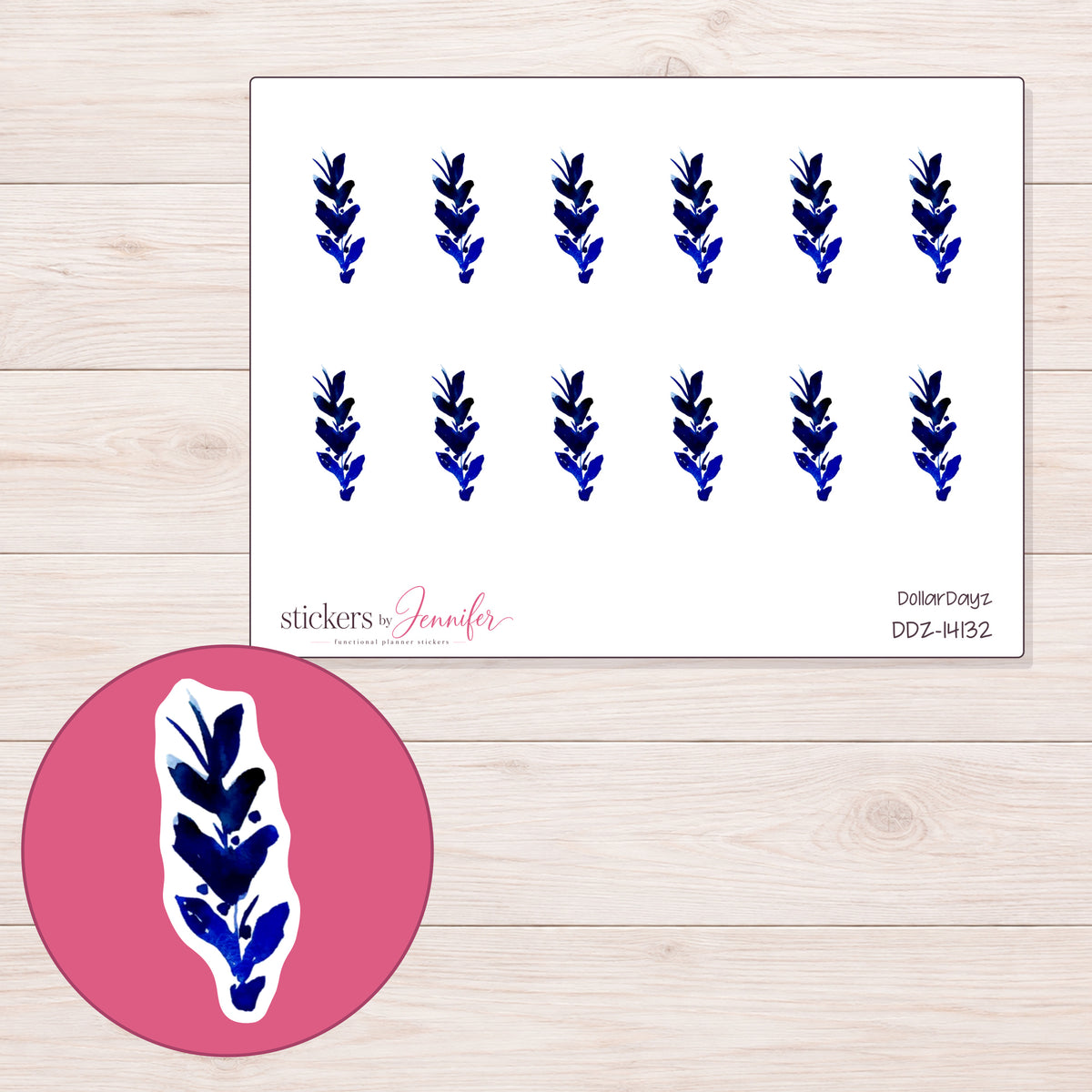 DDZ-14132 planner sticker sheet with enlarged sticker detail
