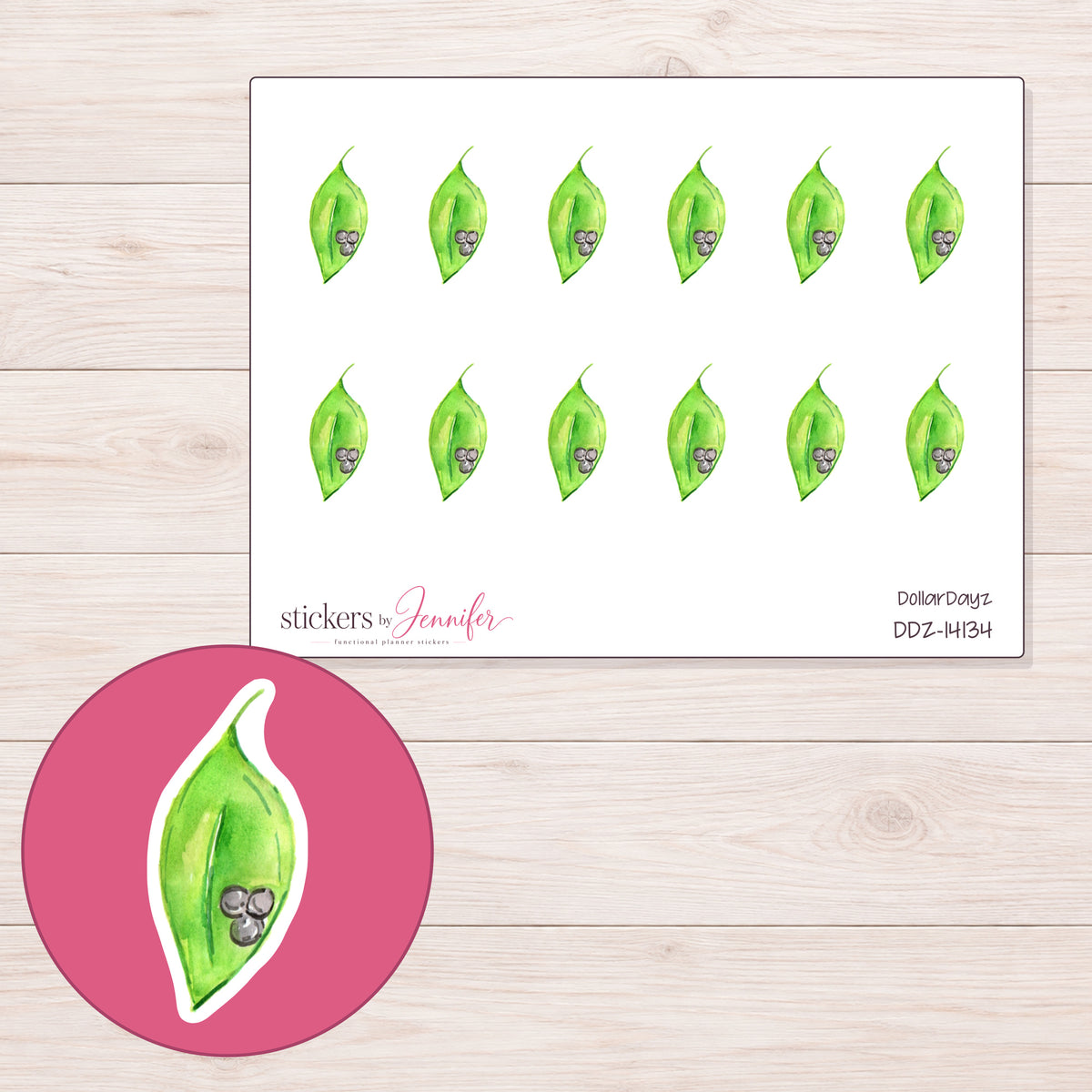 DDZ-14134 planner sticker sheet with enlarged sticker detail