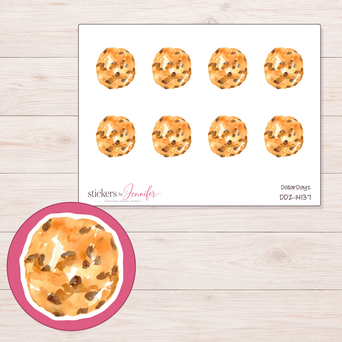 DDZ-14137 planner sticker sheet with enlarged sticker detail