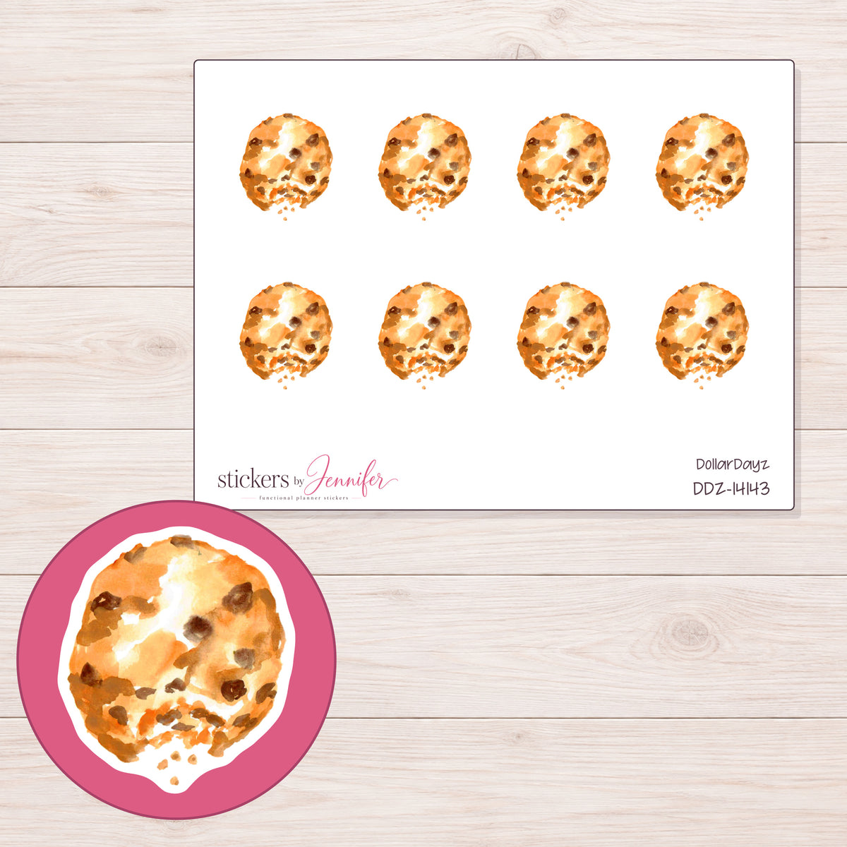 DDZ-14143 planner sticker sheet with enlarged sticker detail