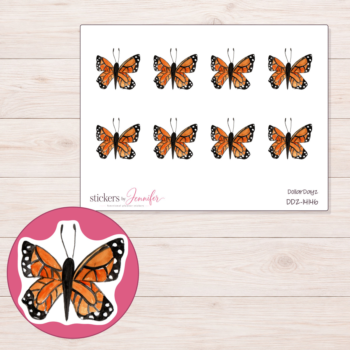 DDZ-14146 planner sticker sheet with enlarged sticker detail