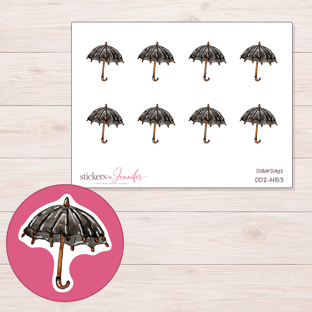 DDZ-14153 planner sticker sheet with enlarged sticker detail