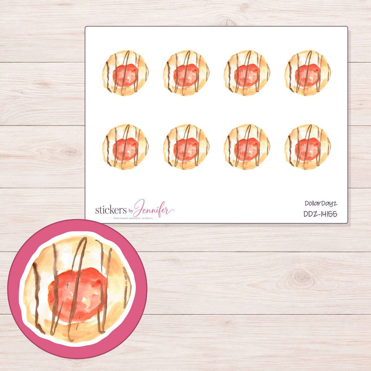 DDZ-14155 planner sticker sheet with enlarged sticker detail
