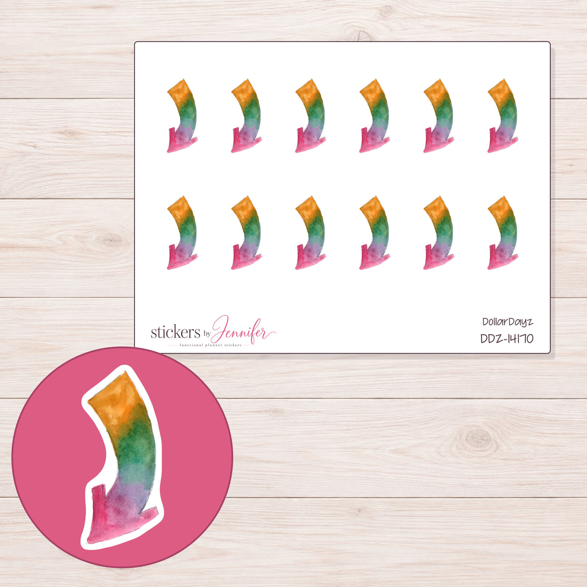 DDZ-14170 planner sticker sheet with enlarged sticker detail