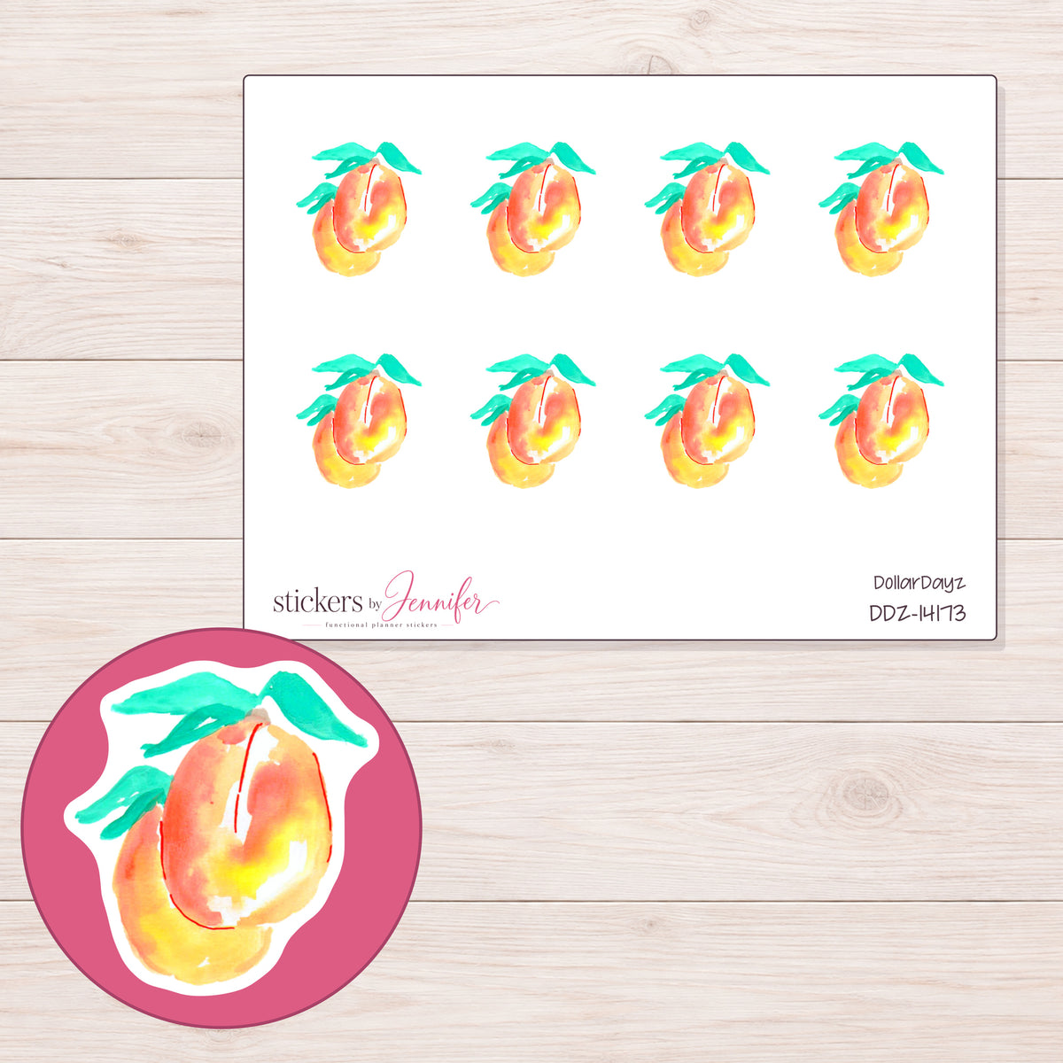DDZ-14173 planner sticker sheet with enlarged sticker detail