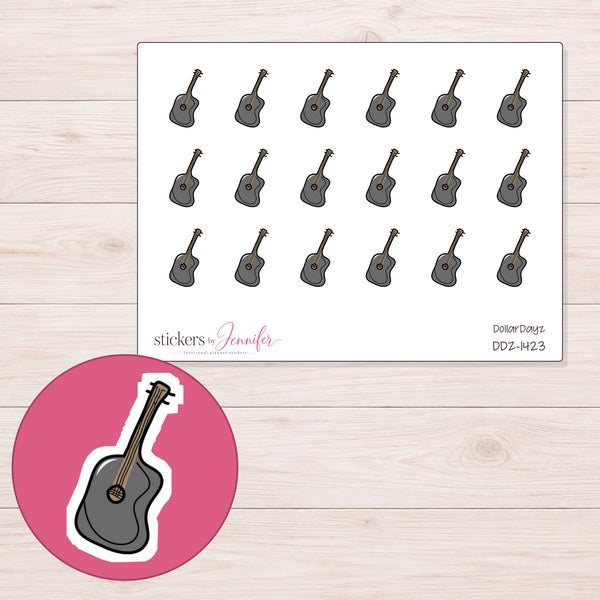 Acoustic Guitar Planner Stickers | DDZ-1423 — enlarged contour-cut detail