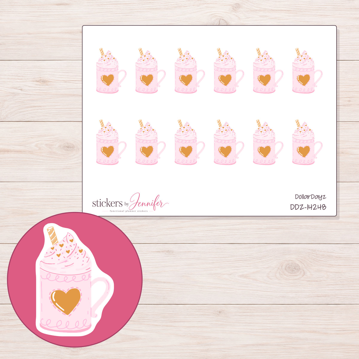 DDZ-14248 planner sticker sheet with enlarged sticker detail