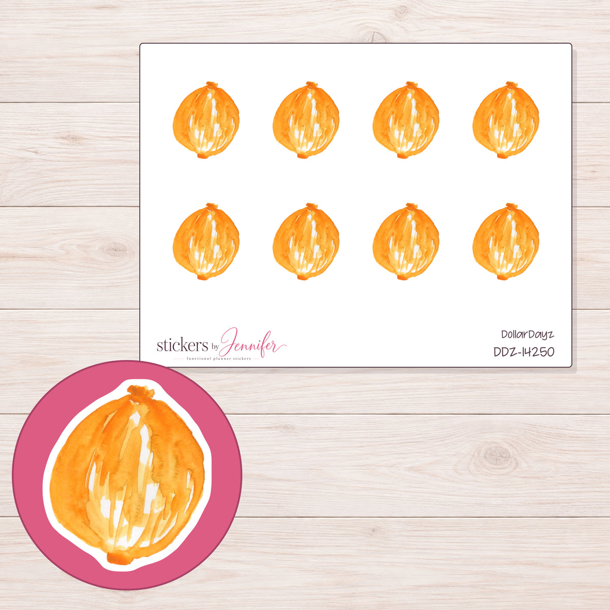 DDZ-14250 planner sticker sheet with enlarged sticker detail