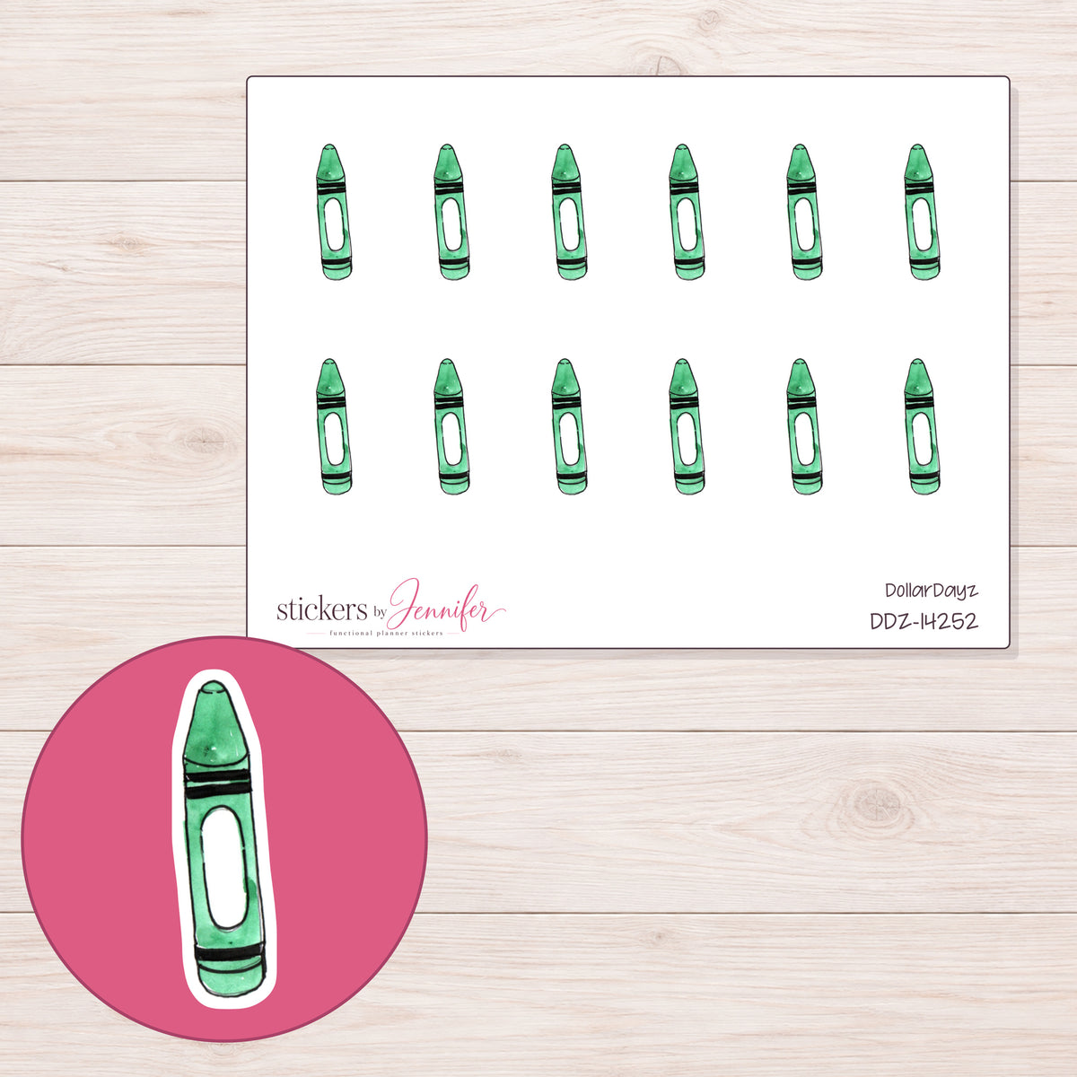 DDZ-14252 planner sticker sheet with enlarged sticker detail