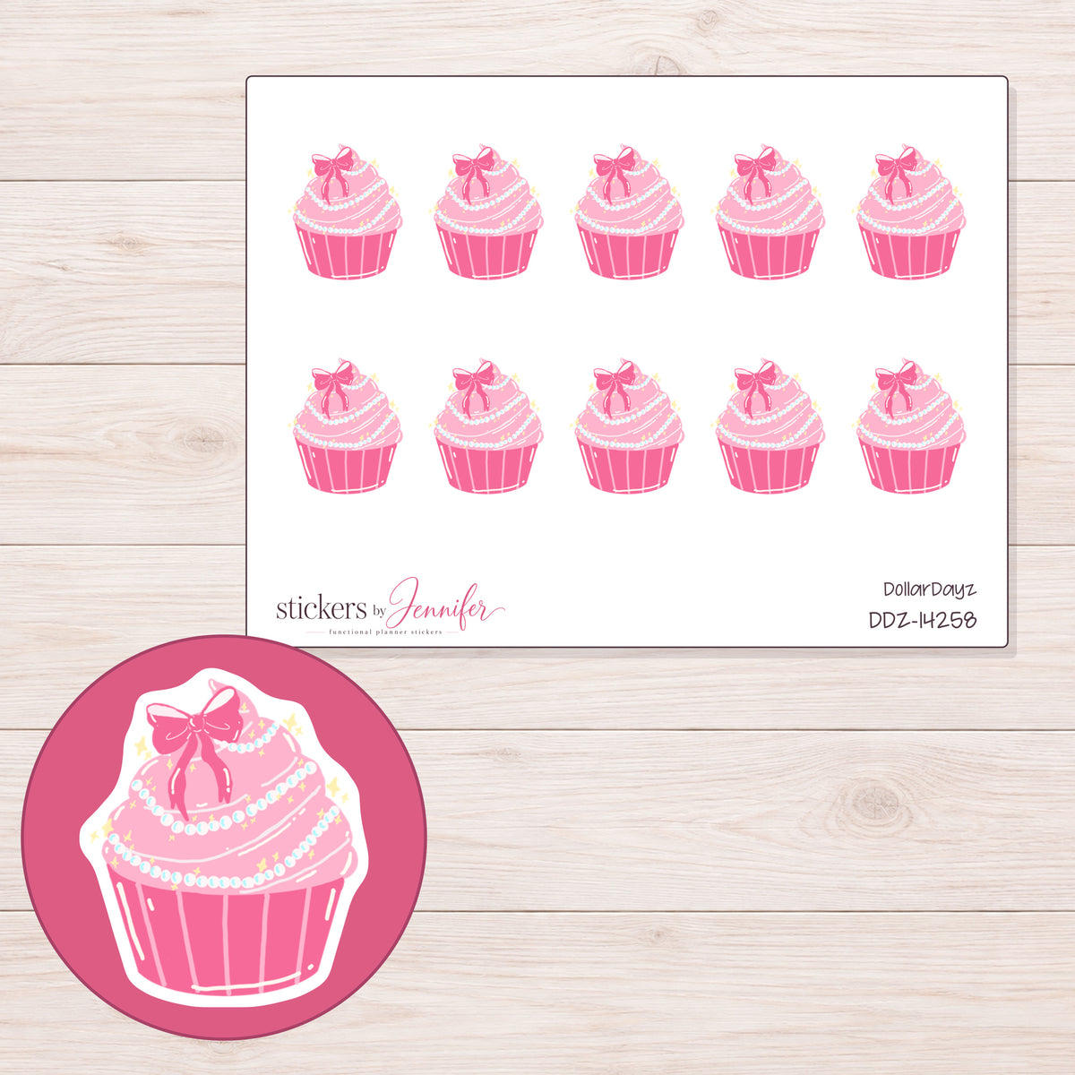 DDZ-14258 planner sticker sheet with enlarged sticker detail