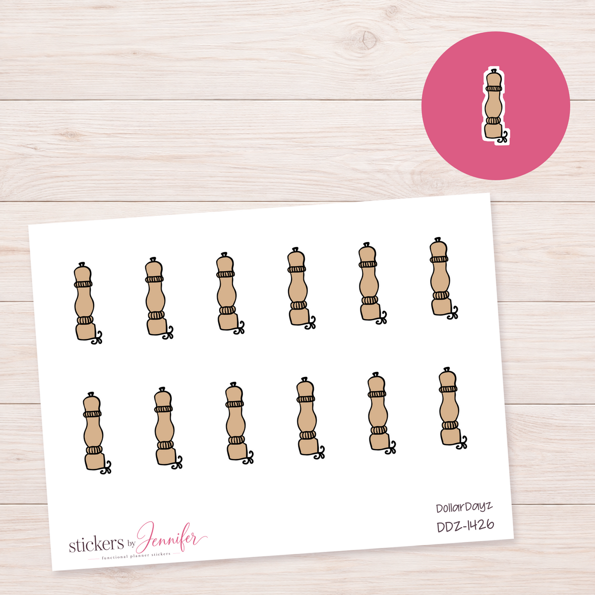 Wooden Pepper Mill Planner Stickers | DDZ-1426