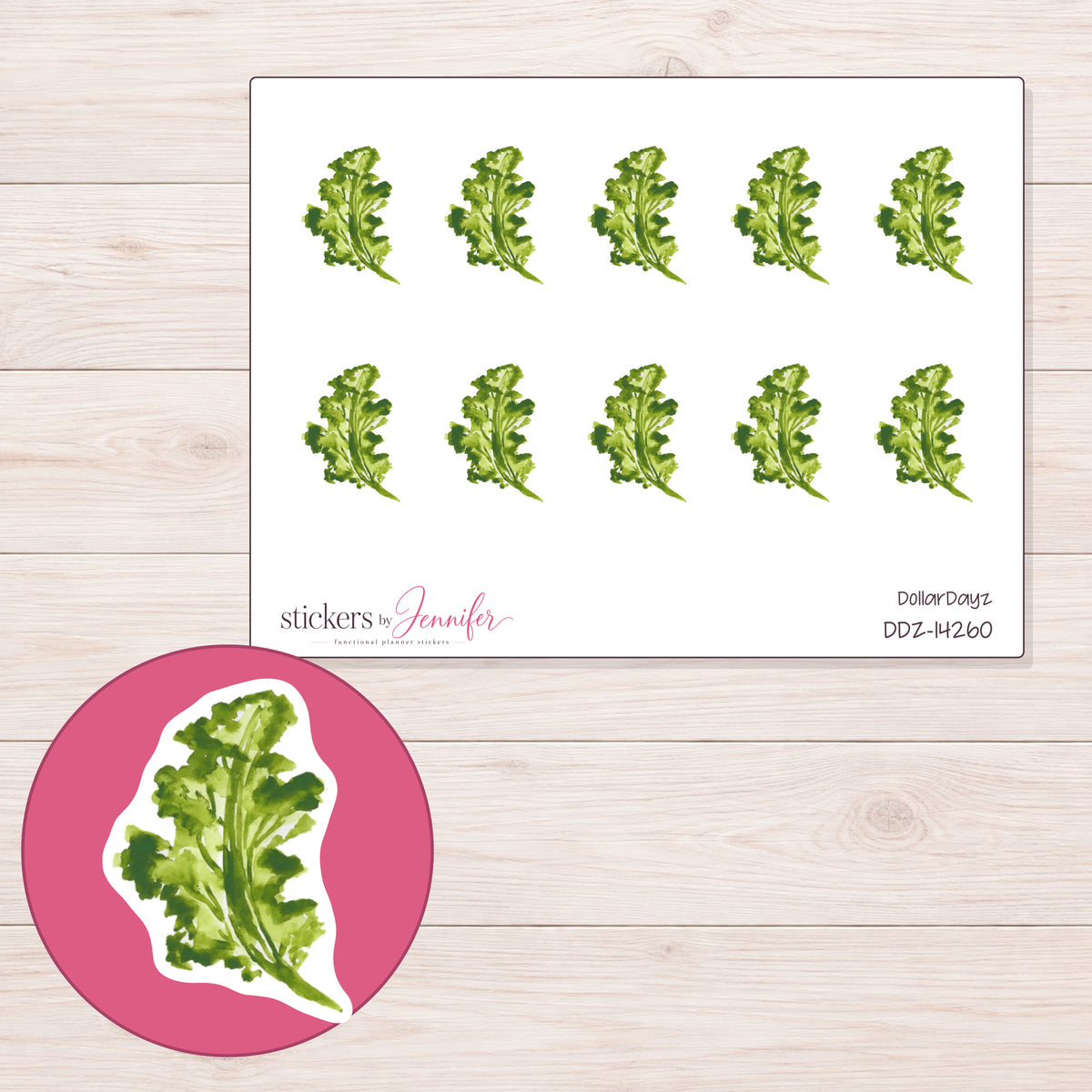DDZ-14260 planner sticker sheet with enlarged sticker detail
