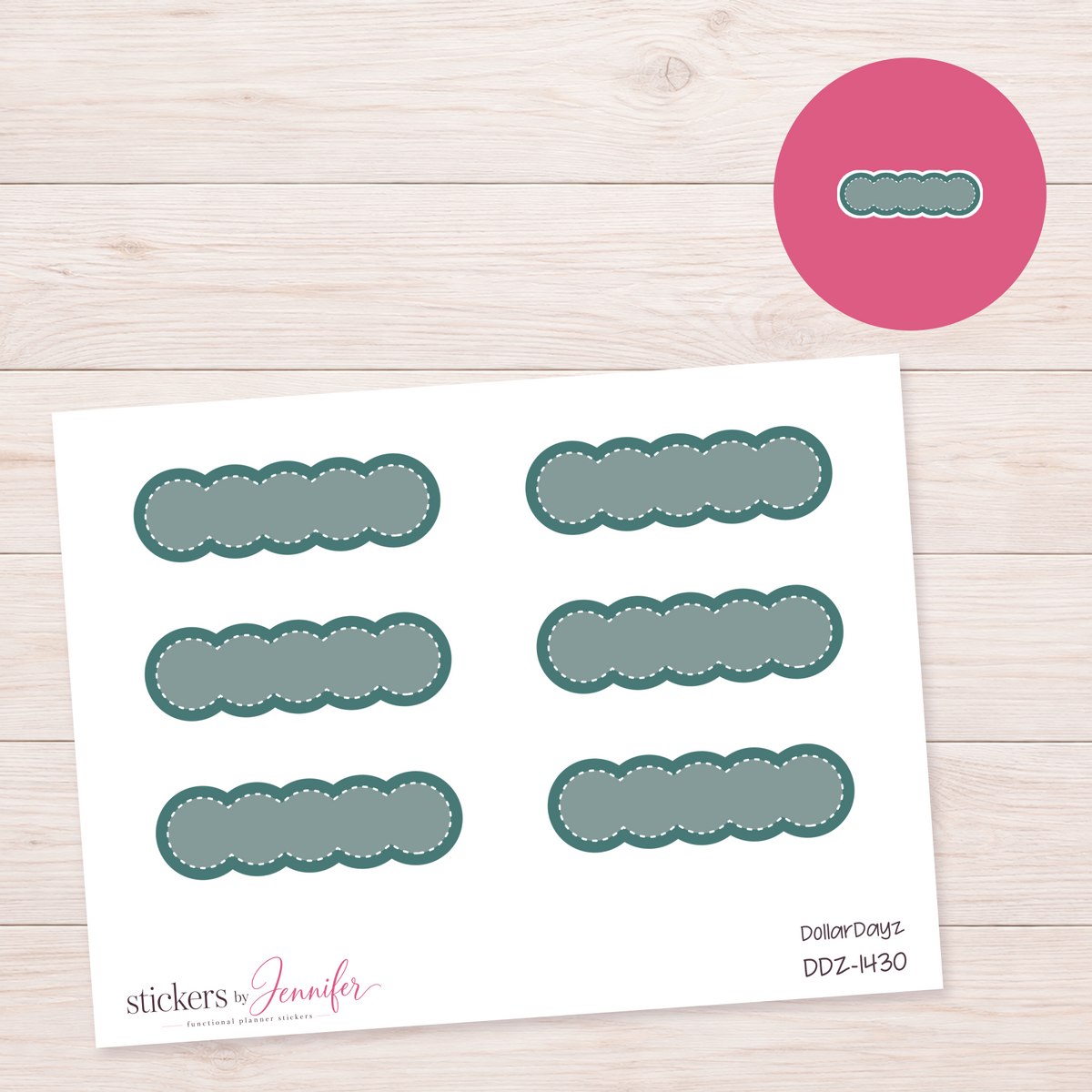Forest Green Scalloped Label Planner Stickers | DDZ-1430