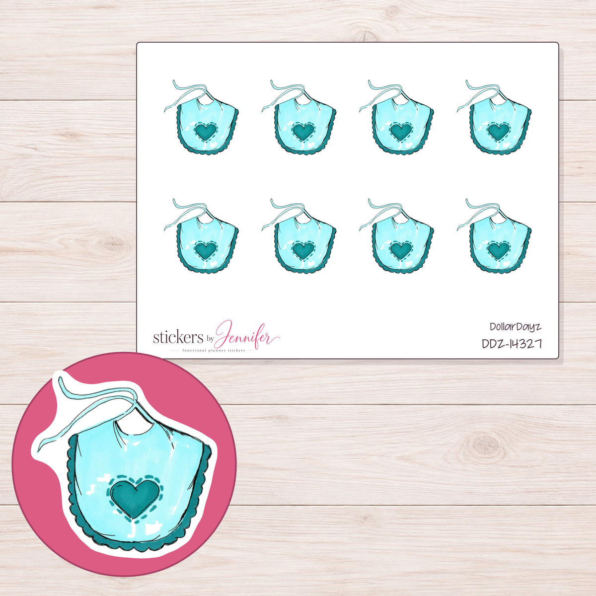DDZ-14327 planner sticker sheet with enlarged sticker detail