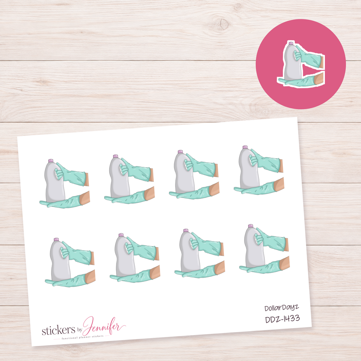 Gloved Cleaning Hands Planner Stickers | DDZ-1433