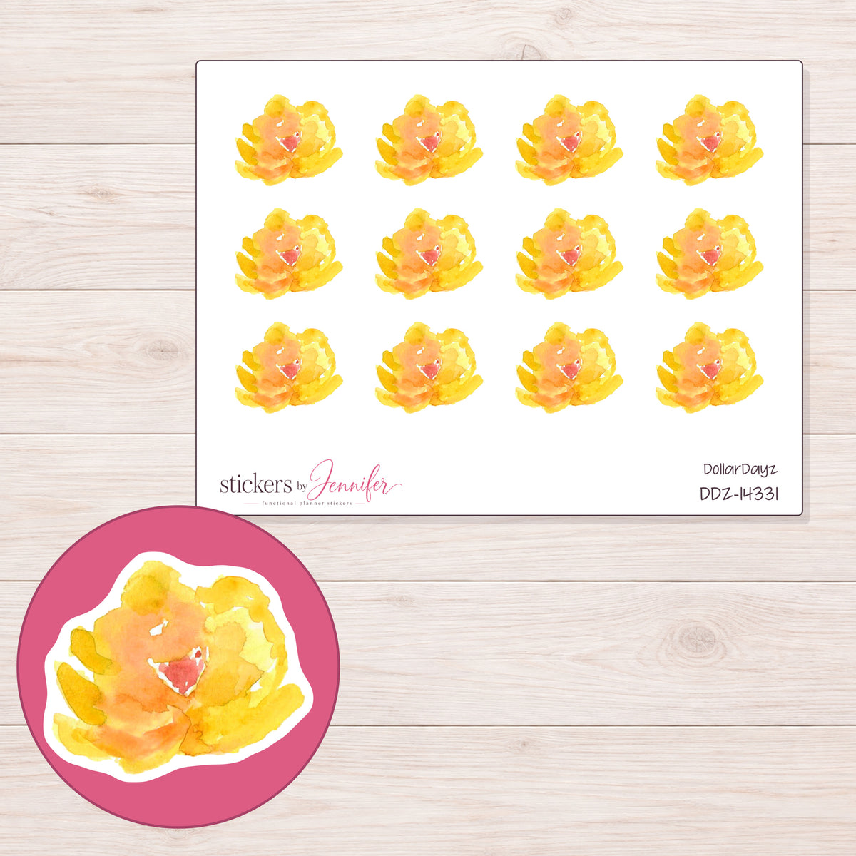 DDZ-14331 planner sticker sheet with enlarged sticker detail