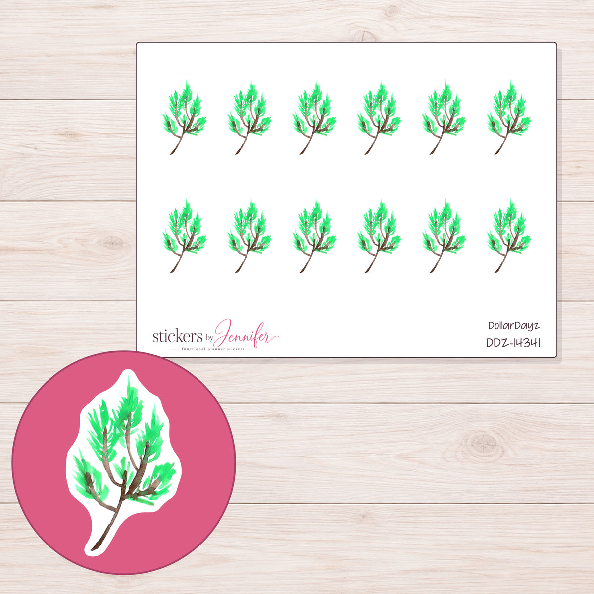 DDZ-14341 planner sticker sheet with enlarged sticker detail