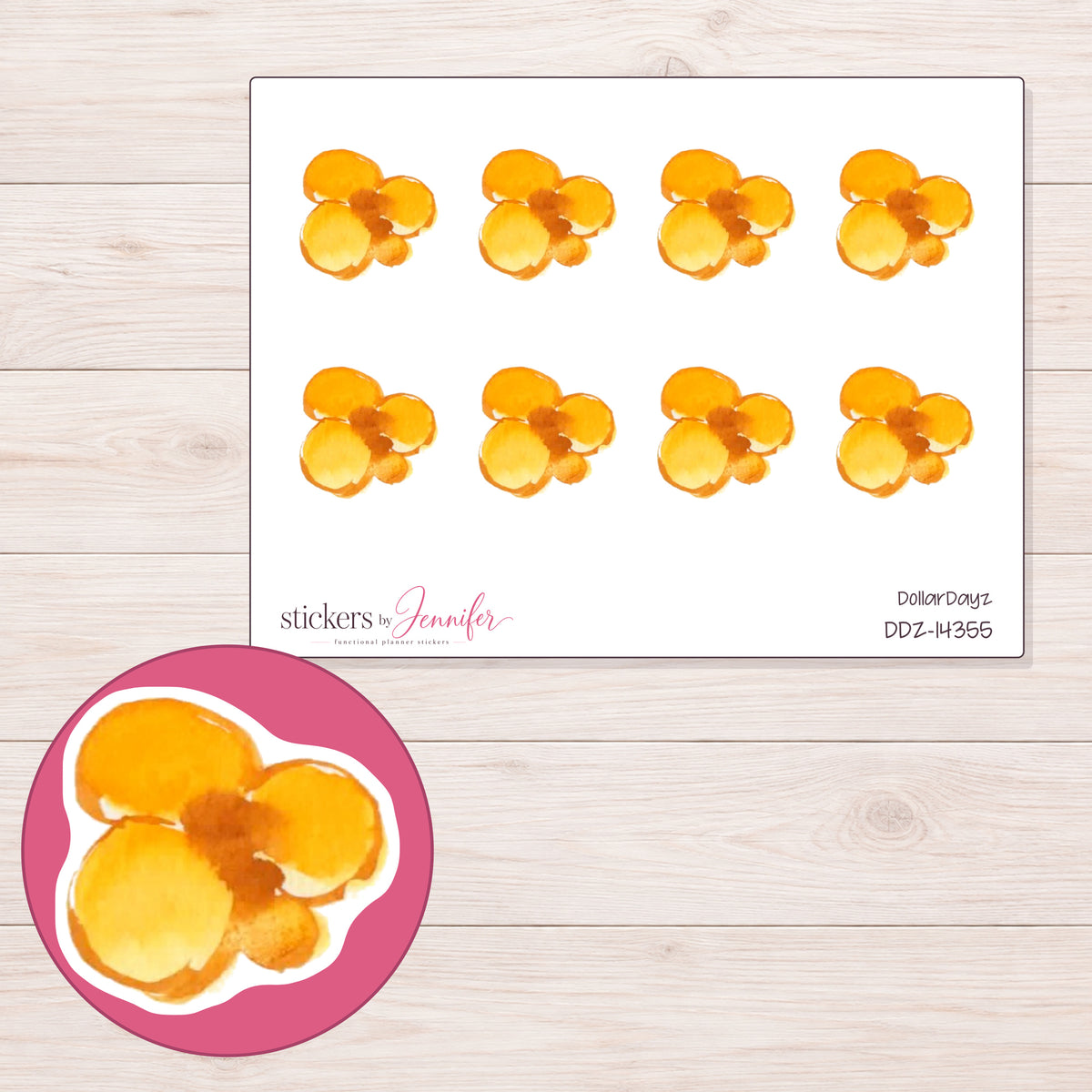 DDZ-14355 planner sticker sheet with enlarged sticker detail