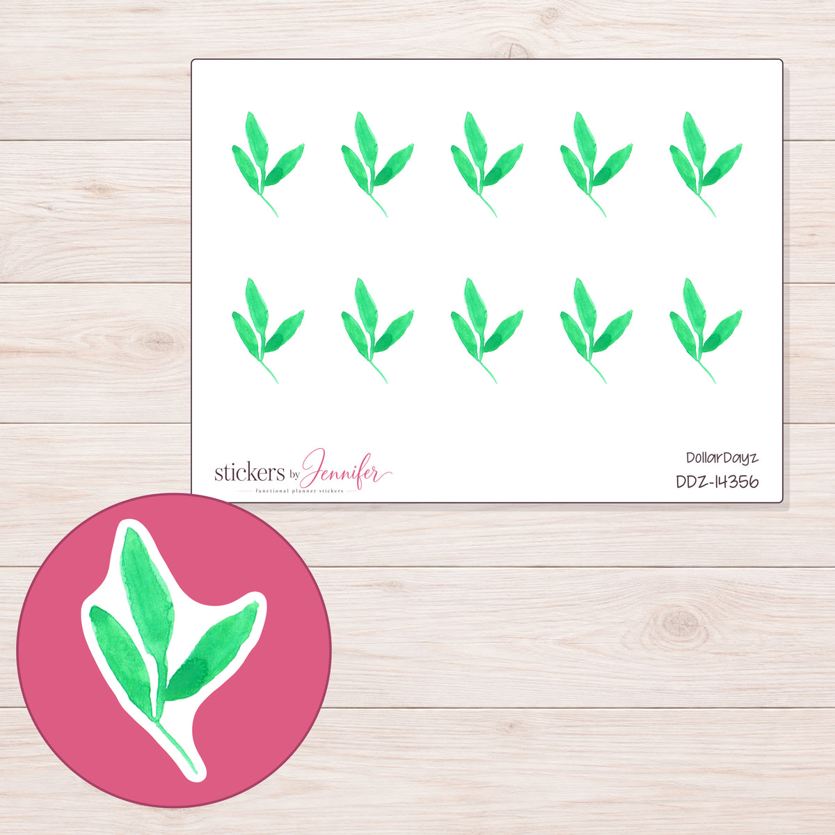 DDZ-14356 planner sticker sheet with enlarged sticker detail