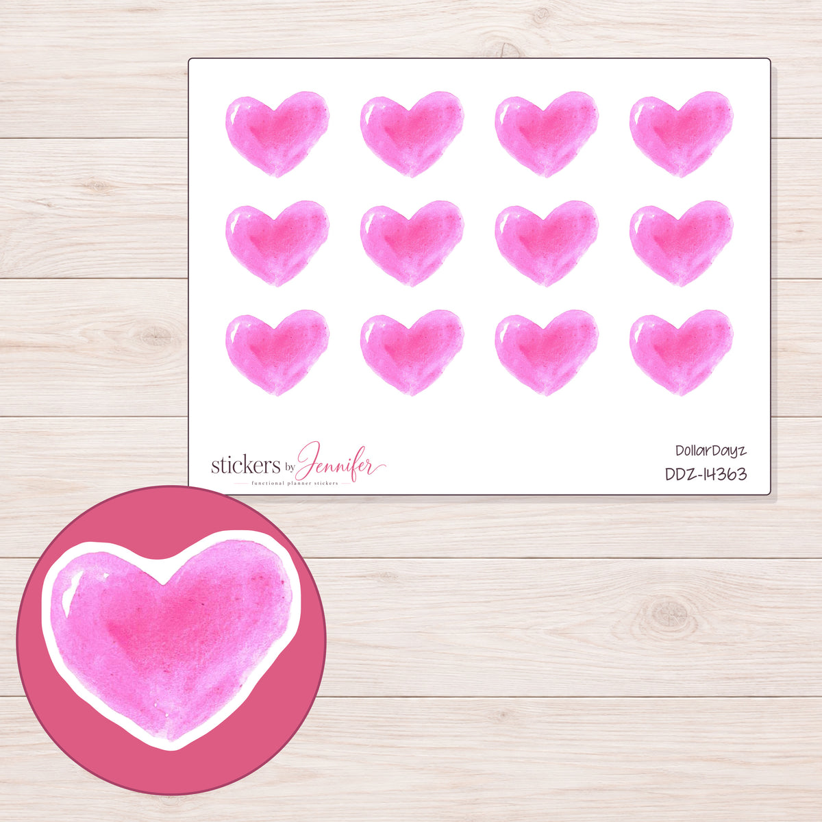DDZ-14363 planner sticker sheet with enlarged sticker detail
