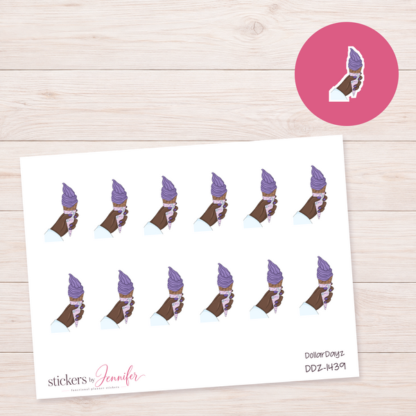 Purple Ice Cream in Hand Planner Stickers | DDZ-1439